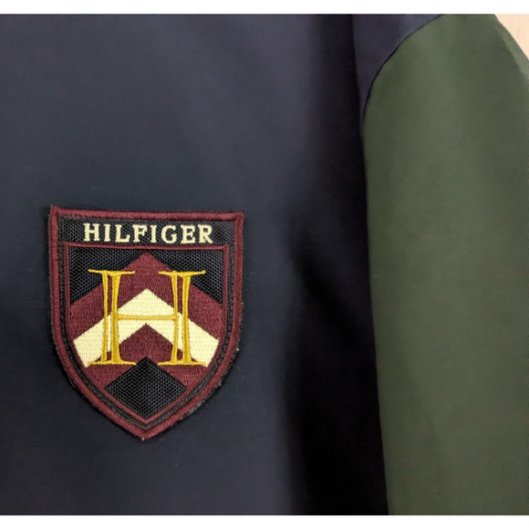 Vintage Tommy Hilfiger sz L Puffer Coat Jacket color block hoodie zips HU - Picture 4 of 14